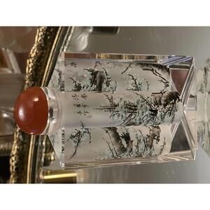 Vintage Triangular Chinese Reverse Painted Crystal Scent Bottle